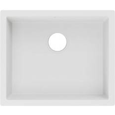 White Full-Size Sinks GoodHome Sorrel Polished White Composite Quartz 1 Bowl Kitchen Sink 550mm x 460mm