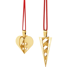 Georg Jensen Weihnachtsschmuck-Set 2025 Herz & Spitztüte 18 Karat Goldauflage Weihnachtsbaumschmuck 2Stk.