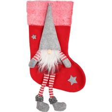 Cotton Christmas Decorations Zeblaze Christmas Cute Gnome Decorative Stocking Ornament Bag with Legs for Christmas Tree Red Stocking