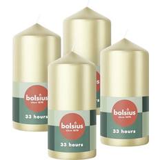 Bolsius Pillar Candles Metallic Silver 4-Pack 12 x 6 cm Candle