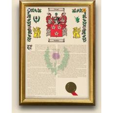 Gold Framed Art Personalised Coat of Arms and Surname History Print 29.7 cm Framed Art
