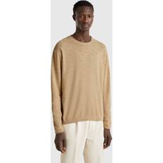 Knitted Sweaters - Linen Jumpers United Colors of Benetton Cotton Linen Regular Fit Crew Neck Jumper - Beige