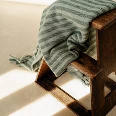 Piglet in Bed Pine Pembroke Stripe Wool Throw 140 x 220 cm Blankets Green