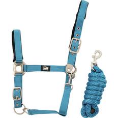 Nylon Horse Halters Supreme Nylon Halter And Braided Lead Rope Set For Horse - Bleu
