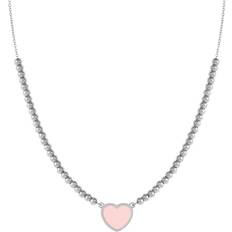 Nomination Dam Halsband Nomination Emosfere Pink Heart Beaded Stainless Steel Necklace - Silver