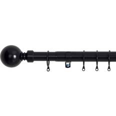 Extendable Eyelet Plain Curtain Single Pole 5cm H x 120cm W x 3cm D - Black