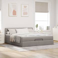 Sengepakker vidaXL Osmannisk Sengeramme Med Madras 160x200 cm Stof Gråbrun Sengesæt