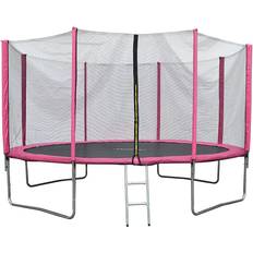 EVRE 10ft Pink Trampoline Zipped Safety Enclosure Ladder