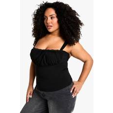 Corsets boohoo Womens Plus Ruched Strappy Corset - Black