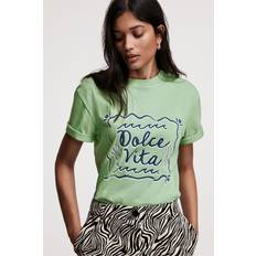Velvet T-shirts Mint Velvet Dolce Vita Slogan T-Shirt - Green