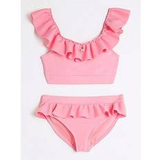 Pink Bikinis Children's Clothing River Island Frill Shoulder Bikini Set - Bright Pink