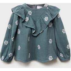 Green Blouses & Tunics Children's Clothing Mango Kids' Lagoon Floral Embroidered Frill Blouse - Green/White