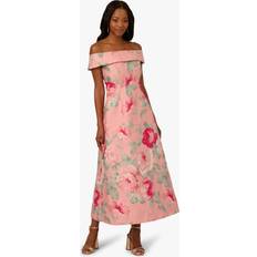 Adrianna Papell Floral Jacquard Off Shoulder Dress - Pink