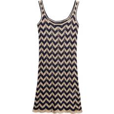 Superdry Dresses Superdry Zig Zag Knit Mini Dress - Navy/Gold