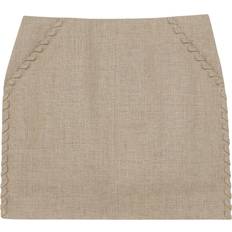 Reiss Skirts Reiss Nikita Textured Side Pure Linen Skirt - Beige