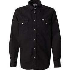 Wrangler Men Shirts Wrangler Western Denim Long Sleeve Shirt Rinse - Black