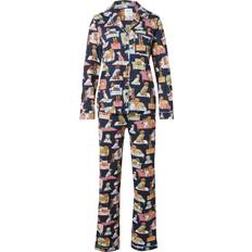 Pink Pyjamas Chelsea Peers Jersey Dog Print PJ Set - Navy