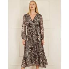 Leopard Print Midi Dress - Brown