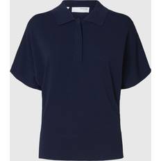 Viskose Polotrøjer Selected Kortærmet Strikket Poloshirt