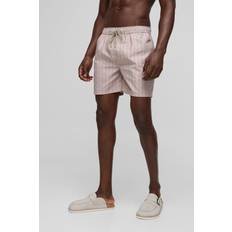 Pink - Sportswear Garment Swimming Trunks boohooMAN Mid Length Stripe Swim Short - Pink
