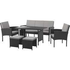 Gartenmöbel Svita Denver Polyrattan Gartenmöbel Set Essgruppe Lounge Esstisch Schwarz Lounge-Set