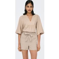 Dame - Hør T-shirts Only Onlcaro T-shirt - Oxford Tan