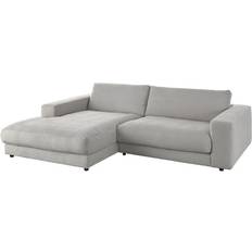 Corner Sofas - Wool KAWOLA Madeline Ecksofa mit Longchair Cord steingrau Sofa