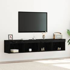 Ek Väggskåp vidaXL TV med LED-lampor 2 stycken Svart Ek 80x30x30 cm Väggskåp