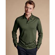 Charles tyrwhitt shirt¨ Charles Tyrwhitt Men's Long Sleeve Smart Jersey Cotton Polo - Olive Green