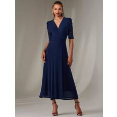 Zeena Mesh Ruched Wrap Dress