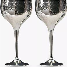 Culinary Concepts Hammered Goblets Box of 2 Silver Wine Glass