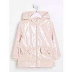 Pink Rain Jackets Children's Clothing River Island Mini Monogram Bow Hooded Raincoat - Pink