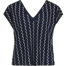 Transparent Bluser Vila Pullover navy / hvid - S