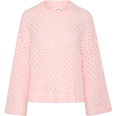 Knitted Sweaters - Mesh Jumpers Soaked in Luxury Babbette Hole Knit Sweater - Ballerina