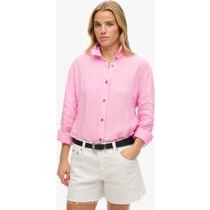 Superdry Dam Skjortor Superdry Damen Lässiges Hemd aus Leinen im Boyfriend-stil - Pink