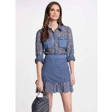Morgan Chemise Droite En Dentelle - Bleu