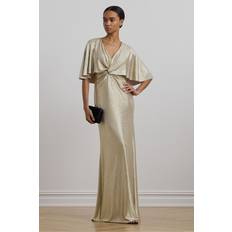 Ralph Lauren Dresses Ralph Lauren Metallic Maxi Length Cape Dress - Tan/Gold Foil