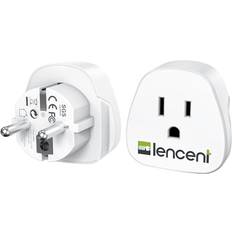 Lencent 2X Reiseadapter Stecker USA auf EU DE Steckdose Steckdoseadapter Schuko für Amerika US Japan Kanada Mexiko Thailand Stecker Weiß