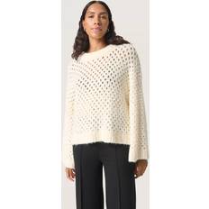 Knitted Sweaters - Mesh Jumpers Soaked in Luxury Babbette Hole Knit Sweater - Whisper White