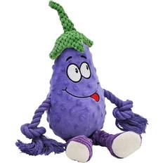 Eggplant Plush Dog Toy with Rope Pet Violet