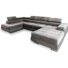 Masseno Ecksofa CASONE L-S mit Schlaffunktion U-Form Gray Sofa 345cm 5-Sitzer