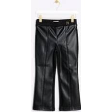Mini Girls Faux Leather Flare Trousers - Black