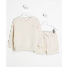 White Other Sets River Island Mini Boys Sweatshirt Short Set - Ecru