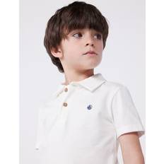 Jersey Pikétröjor Petit Bateau Plain Pikétröja I Bomull Marshmallow 6 Y - Vit