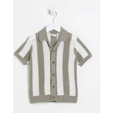 Mini Boys Polo Shirt - Green Stripe
