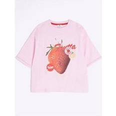 Girls Strawberry Boxy T-Shirt - Pink