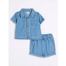 Blue Other Sets River Island Baby Boys Chambray Short Set - Blue
