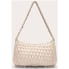 Cream Crochet Beach Shoulder Bag - White