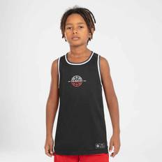 Red Tank Tops Children's Clothing Tarmak Kids' Reversible Sleeveless Basketball Jersey T500R - Red/Black