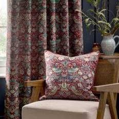 William Morris Strawberry Thief Jacquard 55cm x 55cm Filled Cushion Berry - Complete Decoration Pillows Red